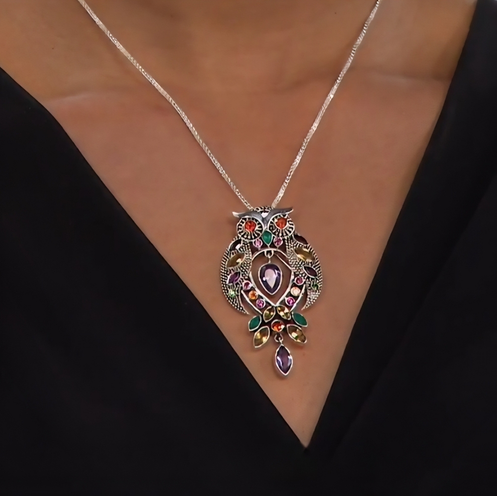 Nicky Butler 925 Sterling Silver Designer Owl Pendant Brooch Pin Necklace NB 🦉